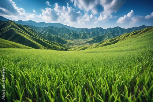 green field and blue sky