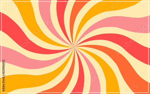 Colorful groovy 70s background sunburst retro vintage vector abstract backgrounds design