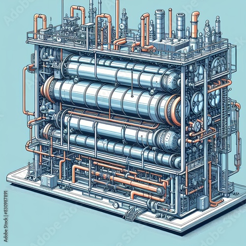 Large industrial heat exchanger for operation at the petrochemical plant