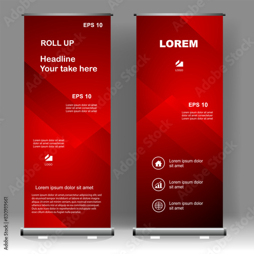 Business Roll up banner vertical template design, for brochure, business, flyer, infographics. modern x-banner and flag-banner advertising. vector illustration	