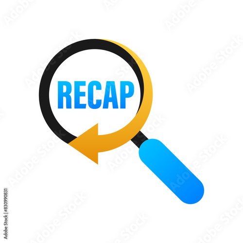 Recap, video play button replay. Watching on streaming. Vector stock illustration.