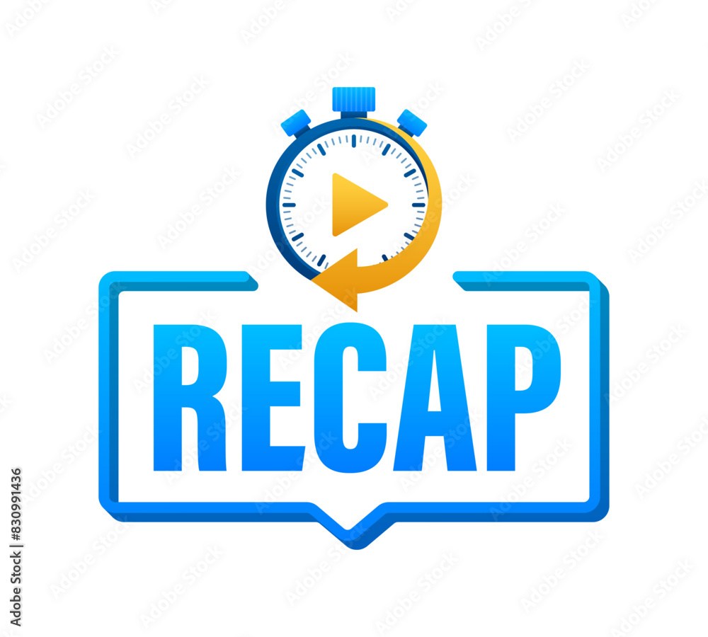 Recap, video play button replay. Watching on streaming. Vector stock illustration. Recap, video play button replay. Watching on streaming. Vector stock illustration.