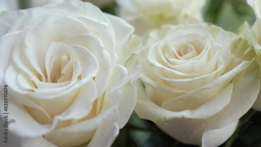 a beautiful bouquet of white fragrant roses and petals stands in a vase near the window, floristry and aroma a beautiful bouquet of white fragrant roses and petals stands in a vase near the window, floristry and aroma