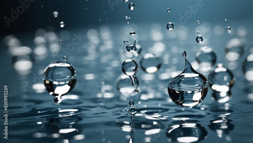 A drop of water is suspended in mid-