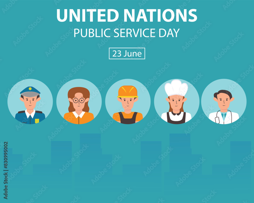 illustration vector graphic of faces of people with different jobs, perfect for international day, united nations public service day, celebrate, greeting card, etc.