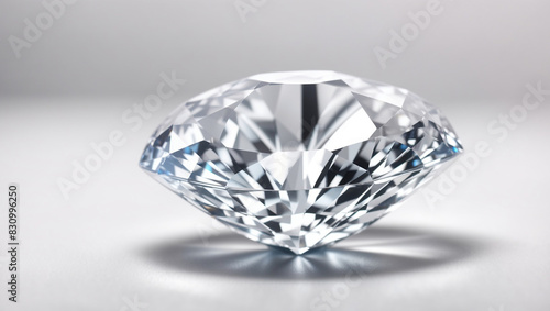 A clear  round diamond on a white surface 
