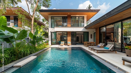 Tropical Pool Villa with Green Garden - Exterior and Interior Design