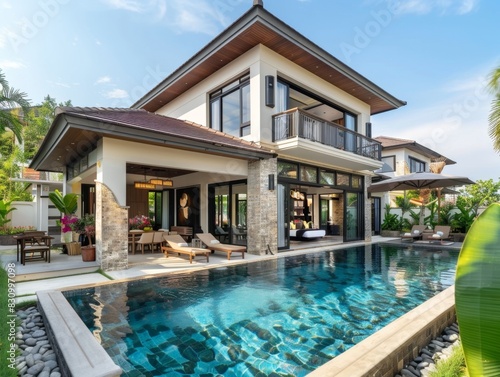 Tropical Pool Villa with Green Garden - Exterior and Interior Design   © Kristian