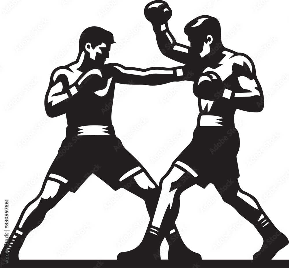 Minimalist Boxing Match Featuring Two Men Fighting Vector Illustration Silhouette
