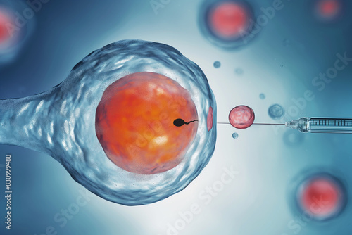 3d rendered of sperm fussing with ovum female concept of artificial baby ivf (in vitro fertilization)