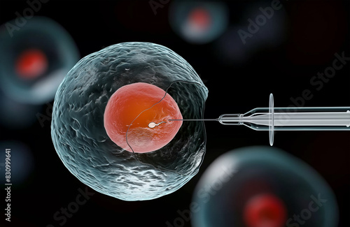 Artificial insemination, in (IVF) vitro fertilization of human egg cell with sperm or fertility treatment. photo