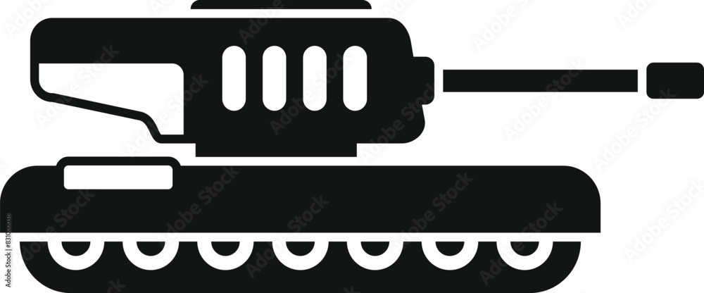 Fototapeta premium Detailed vector silhouette of a modern military tank, isolated on white background