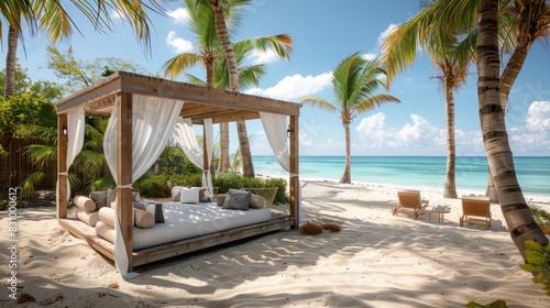 Beachfront Cabana with Comfortable Seating and Shade  