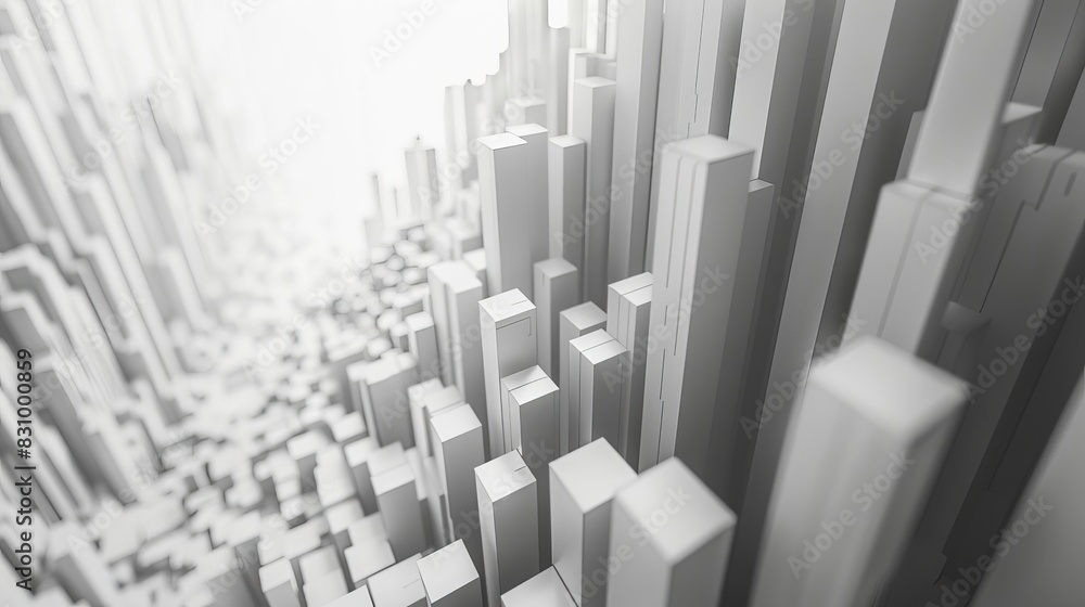 Abstract 3D rendering of a city made of white blocks. Abstract 3D rendering of a city made of white blocks.