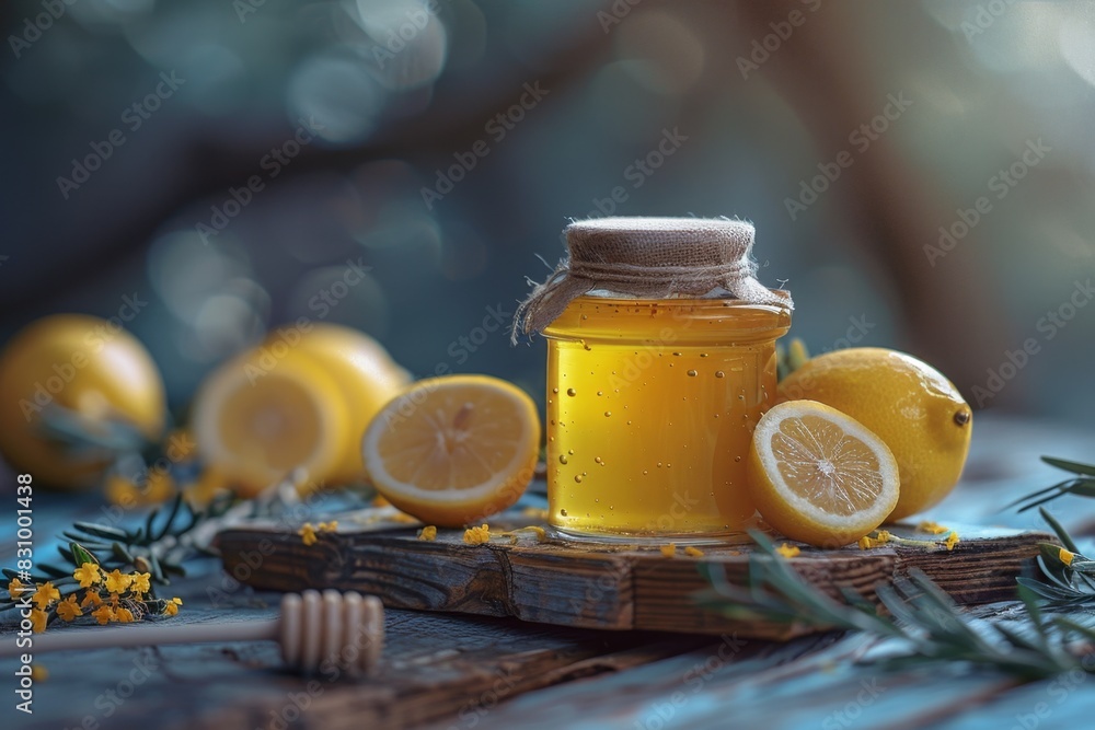Honey and Lemon Slices with Jar of Honey
Honey and Lemon Slices with Jar of Honey