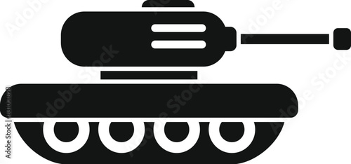 Vector illustration of a military tank silhouette icon, depicting an armored vehicle used in warfare and battle by the army for defense and combat