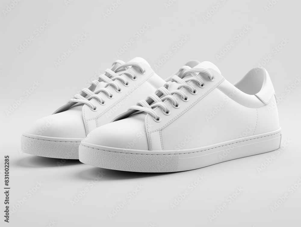 Mockup of blank white sneakers on a clean white background, ready for customization Mockup of blank white sneakers on a clean white background, ready for customization