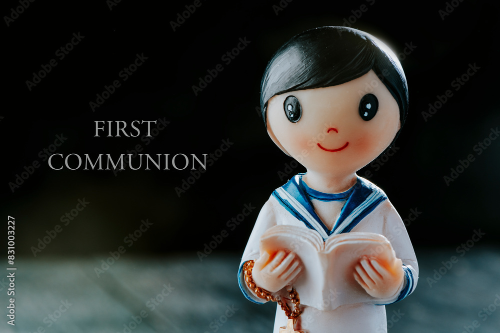 text first communion and communicant boy figurine