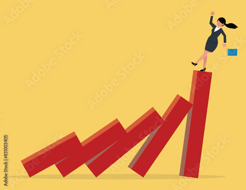 Financial crisis. Small business impact from large business collapse,  bankruptcy due to domino effect concept