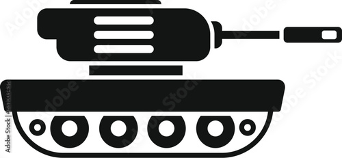 Simplified tank illustration in black, ideal for military concepts and signage