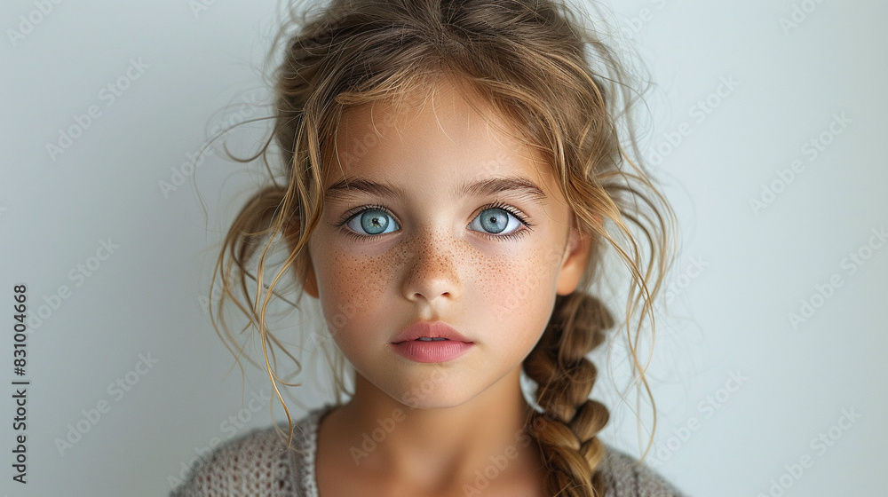 Professional studio photo portrait of a cute little girl, lovely kid with naive face, adorable baby, a child with a emotional expression, widescreen 16:9 Professional studio photo portrait of a cute little girl, lovely kid with naive face, adorable baby, a child with a emotional expression, widescreen 16:9