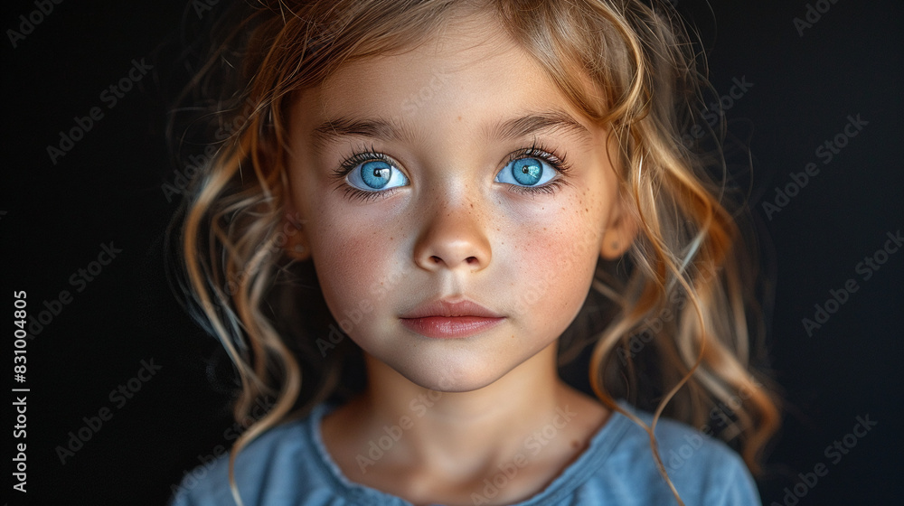Professional studio photo portrait of a cute little girl, lovely kid with naive face, adorable baby, a child with a emotional expression, widescreen 16:9 Professional studio photo portrait of a cute little girl, lovely kid with naive face, adorable baby, a child with a emotional expression, widescreen 16:9