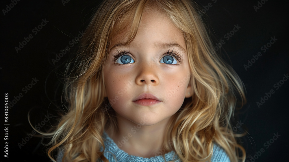 Professional studio photo portrait of a cute little girl, lovely kid with naive face, adorable baby, a child with a emotional expression, widescreen 16:9 Professional studio photo portrait of a cute little girl, lovely kid with naive face, adorable baby, a child with a emotional expression, widescreen 16:9