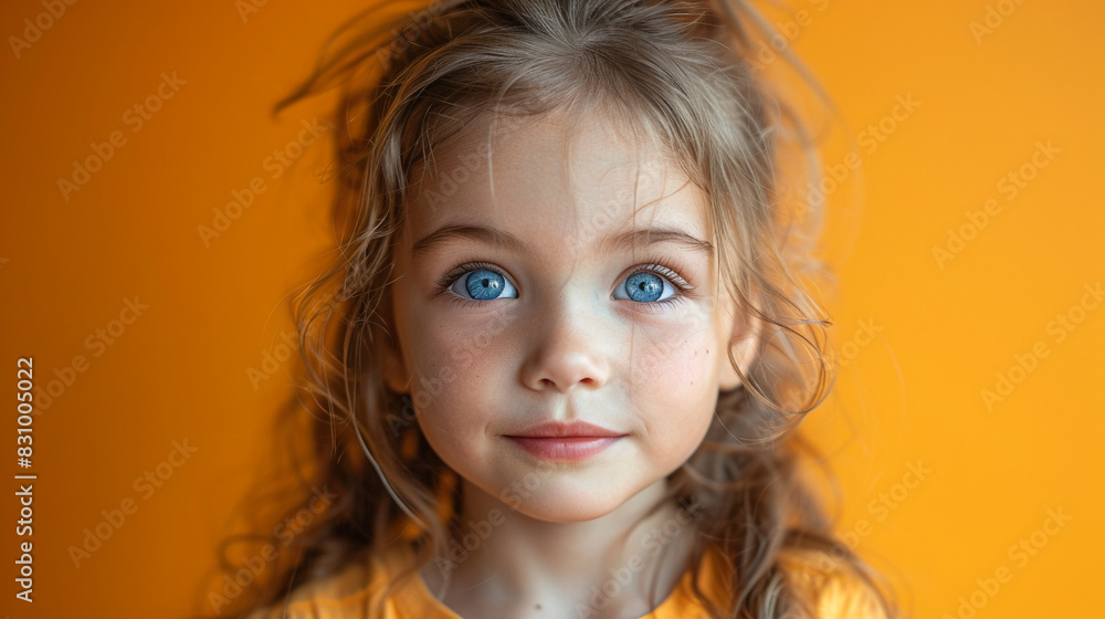 Professional studio photo portrait of a cute little girl, lovely kid with naive face, adorable baby, a child with a emotional expression, widescreen 16:9 Professional studio photo portrait of a cute little girl, lovely kid with naive face, adorable baby, a child with a emotional expression, widescreen 16:9