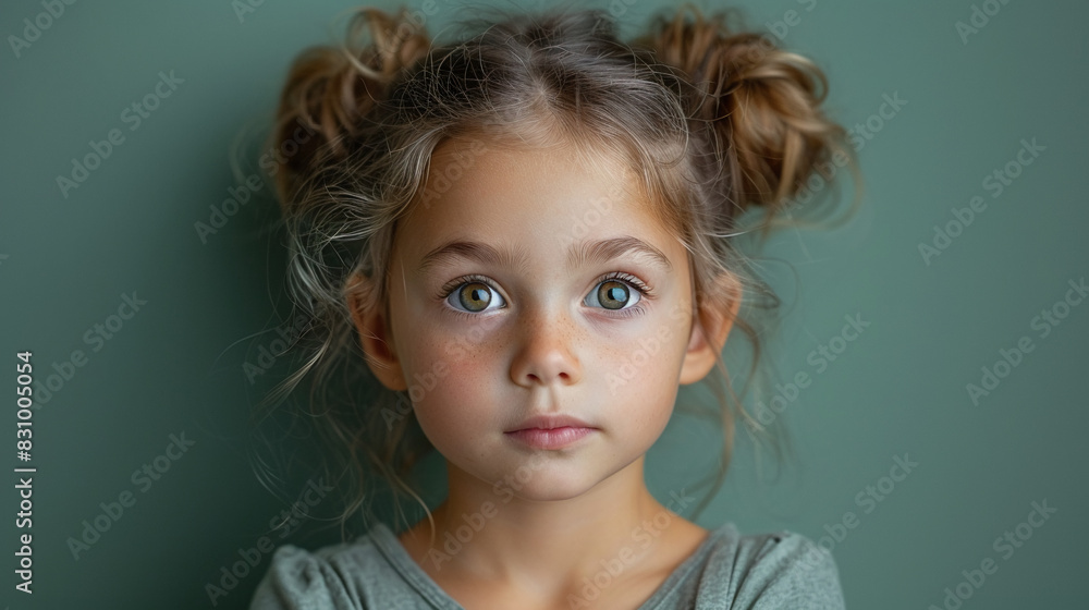Professional studio photo portrait of a cute little girl, lovely kid with naive face, adorable baby, a child with a emotional expression, widescreen 16:9 Professional studio photo portrait of a cute little girl, lovely kid with naive face, adorable baby, a child with a emotional expression, widescreen 16:9