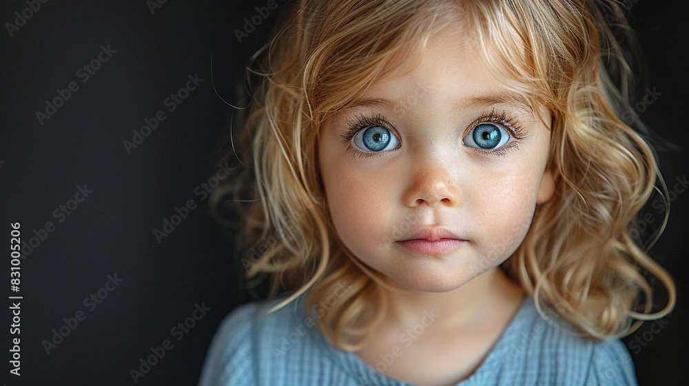Professional studio photo portrait of a cute little girl, lovely kid with naive face, adorable baby, a child with a emotional expression, widescreen 16:9 Professional studio photo portrait of a cute little girl, lovely kid with naive face, adorable baby, a child with a emotional expression, widescreen 16:9