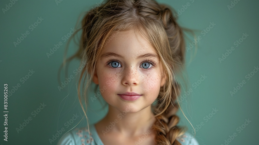 Professional studio photo portrait of a cute little girl, lovely kid with naive face, adorable baby, a child with a emotional expression, widescreen 16:9 Professional studio photo portrait of a cute little girl, lovely kid with naive face, adorable baby, a child with a emotional expression, widescreen 16:9