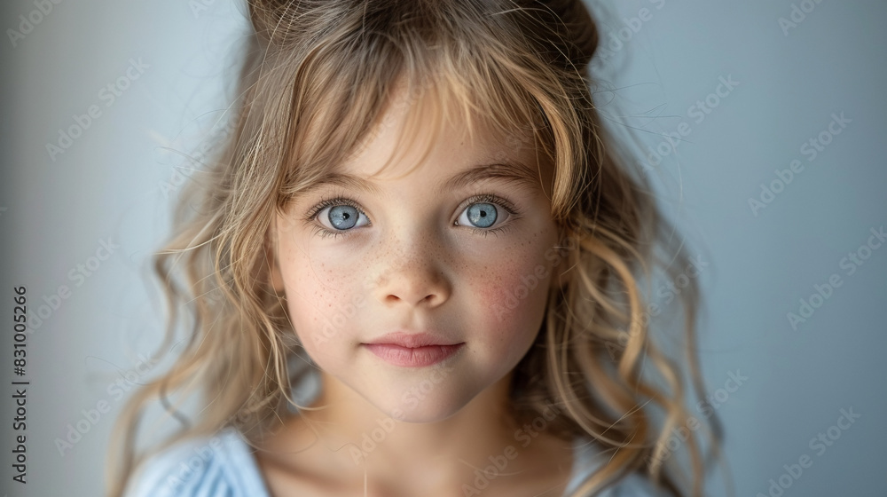 Professional studio photo portrait of a cute little girl, lovely kid with naive face, adorable baby, a child with a emotional expression, widescreen 16:9 Professional studio photo portrait of a cute little girl, lovely kid with naive face, adorable baby, a child with a emotional expression, widescreen 16:9