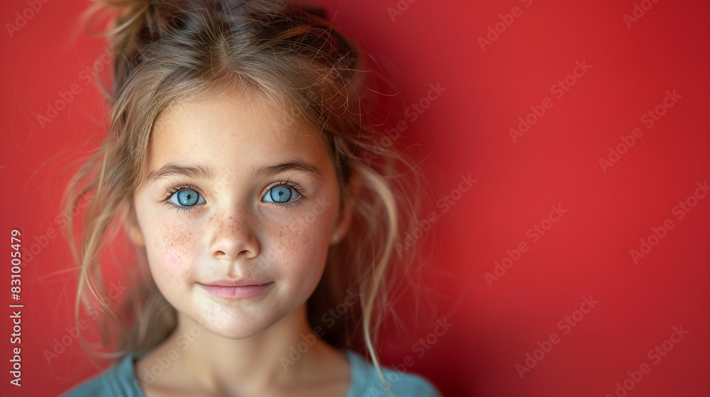 Professional studio photo portrait of a cute little girl, lovely kid with naive face, adorable baby, a child with a emotional expression, widescreen 16:9 Professional studio photo portrait of a cute little girl, lovely kid with naive face, adorable baby, a child with a emotional expression, widescreen 16:9