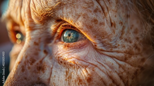 Freckles appearing on the faces of elderly women