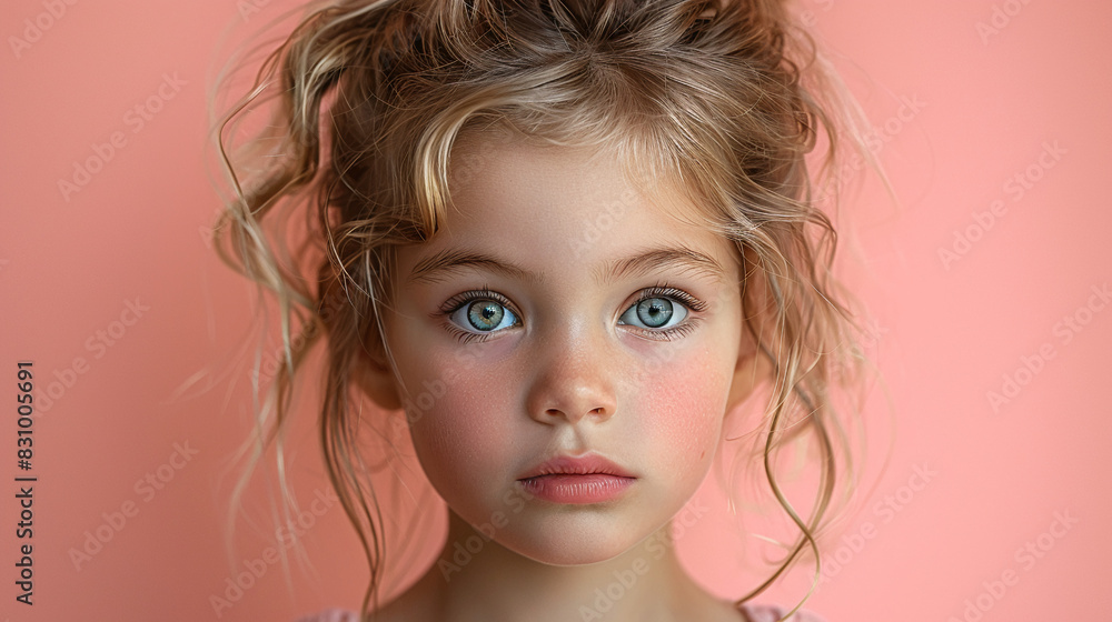 Professional studio photo portrait of a cute little girl, lovely kid with naive face, adorable baby, a child with a emotional expression, widescreen 16:9 Professional studio photo portrait of a cute little girl, lovely kid with naive face, adorable baby, a child with a emotional expression, widescreen 16:9