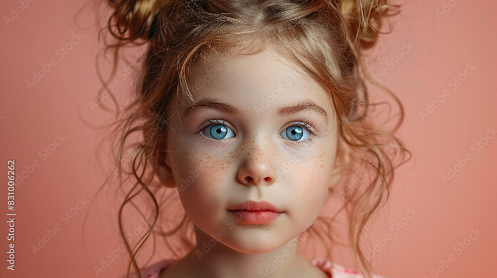 Professional studio photo portrait of a cute little girl, lovely kid with naive face, adorable baby, a child with a emotional expression, widescreen 16:9 Professional studio photo portrait of a cute little girl, lovely kid with naive face, adorable baby, a child with a emotional expression, widescreen 16:9