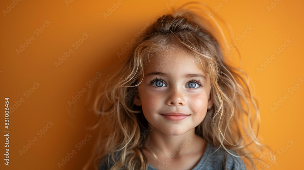 Professional studio photo portrait of a cute little girl, lovely kid with naive face, adorable baby, a child with a emotional expression, widescreen 16:9 Professional studio photo portrait of a cute little girl, lovely kid with naive face, adorable baby, a child with a emotional expression, widescreen 16:9