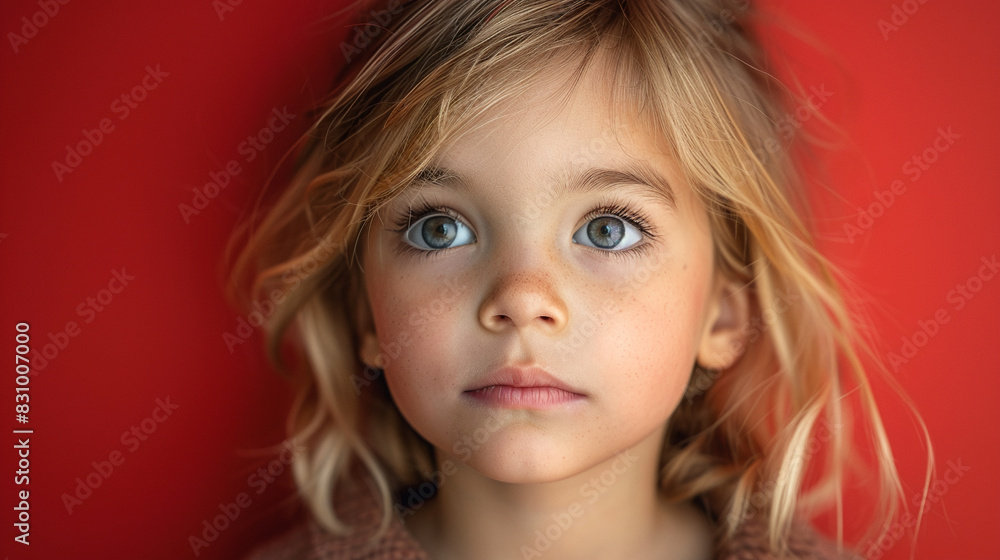Professional studio photo portrait of a cute little girl, lovely kid with naive face, adorable baby, a child with a emotional expression, widescreen 16:9 Professional studio photo portrait of a cute little girl, lovely kid with naive face, adorable baby, a child with a emotional expression, widescreen 16:9