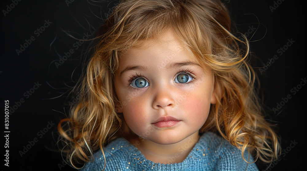 Professional studio photo portrait of a cute little girl, lovely kid with naive face, adorable baby, a child with a emotional expression, widescreen 16:9 Professional studio photo portrait of a cute little girl, lovely kid with naive face, adorable baby, a child with a emotional expression, widescreen 16:9