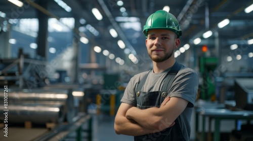 The factory worker in hardhat photo