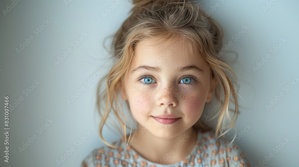Professional studio photo portrait of a cute little girl, lovely kid with naive face, adorable baby, a child with a emotional expression, widescreen 16:9 Professional studio photo portrait of a cute little girl, lovely kid with naive face, adorable baby, a child with a emotional expression, widescreen 16:9