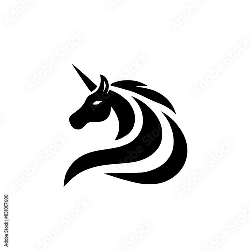 unicorn horse myth animal negative space style logo vector illustration template design