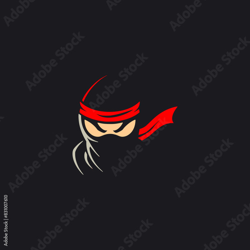 mysterious ninja shadow logo vector illustration template design