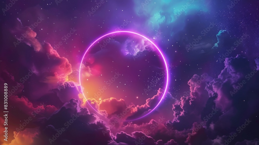 Magical neon background with bokeh lights and particles, explosion and swirl of sparkles, abstract dark background with clouds Magical neon background with bokeh lights and particles, explosion and swirl of sparkles, abstract dark background with clouds