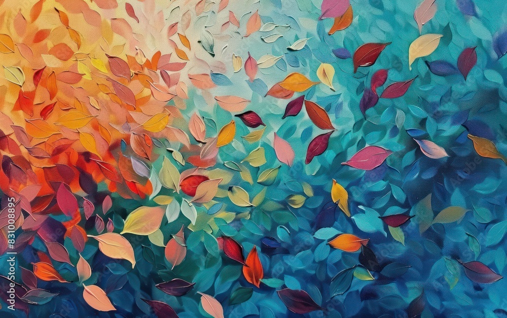 Colorful Abstract Leaf Painting
