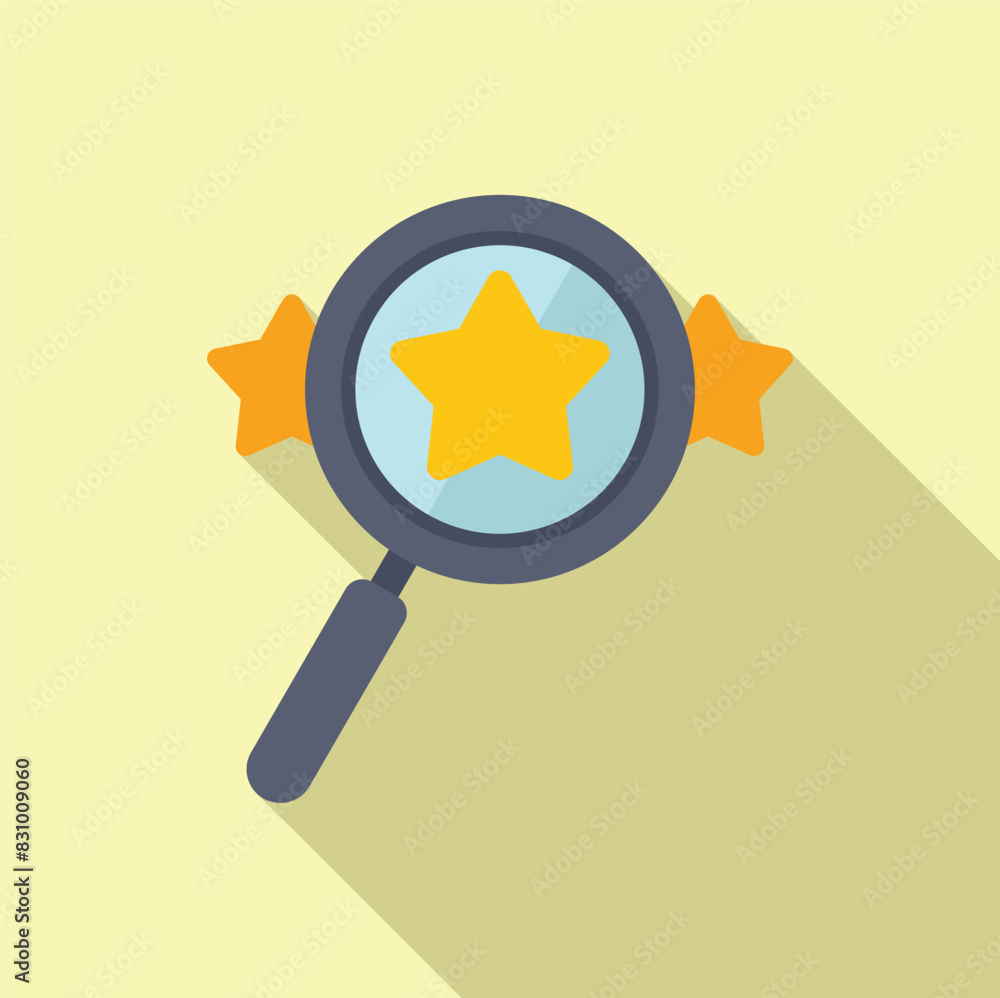 Discovering talent, magnified star quality concept with golden vector icon design and simplistic modern artwork representation Discovering talent, magnified star quality concept with golden vector icon design and simplistic modern artwork representation