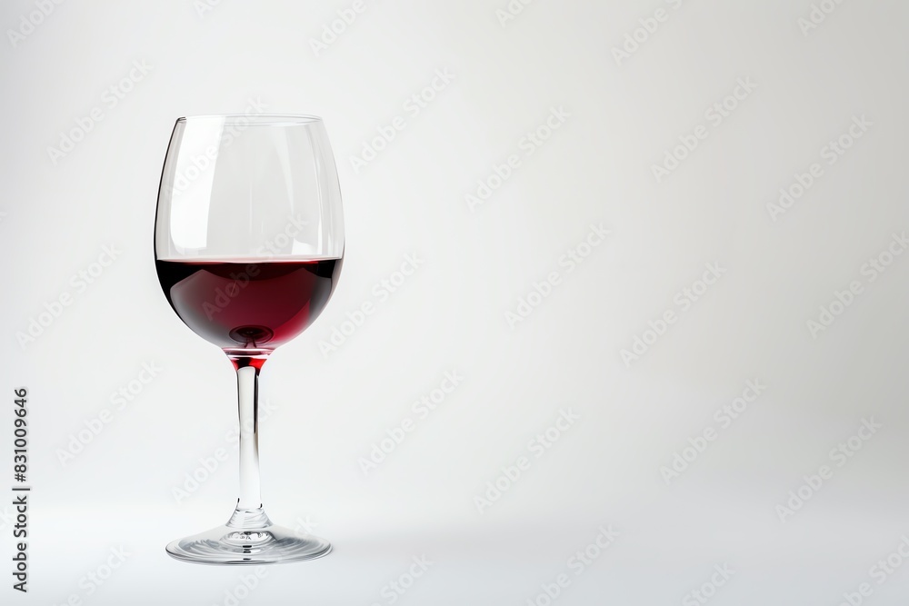 A glass of red wine, sleek and minimalist, on white plain background A glass of red wine, sleek and minimalist, on white plain background