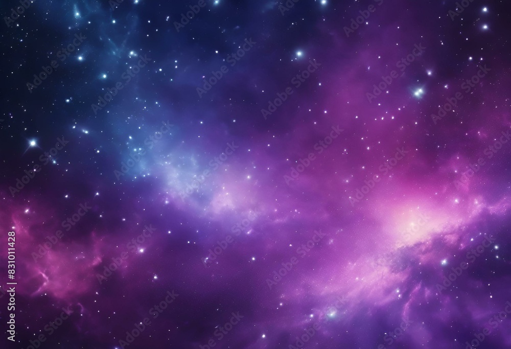 AI-generated illustration of Vibrant lights and stars illuminating the night sky with purple, pink