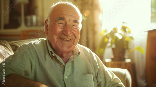 The elderly man smiling photo