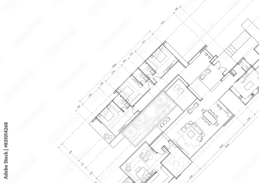 Fototapeta premium Write a blueprint architecture for building.